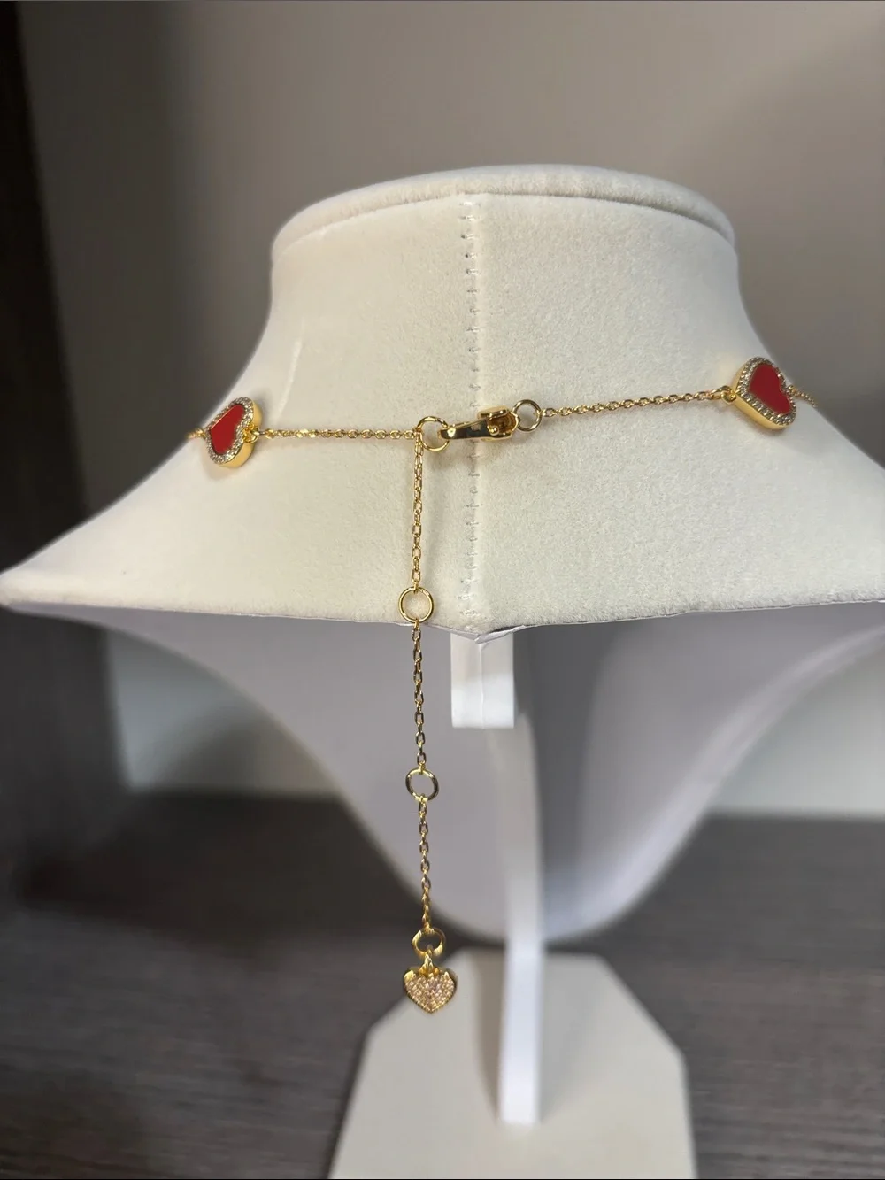 NWOT Kate Spade Gold Chain Necklace with Red Heart Links